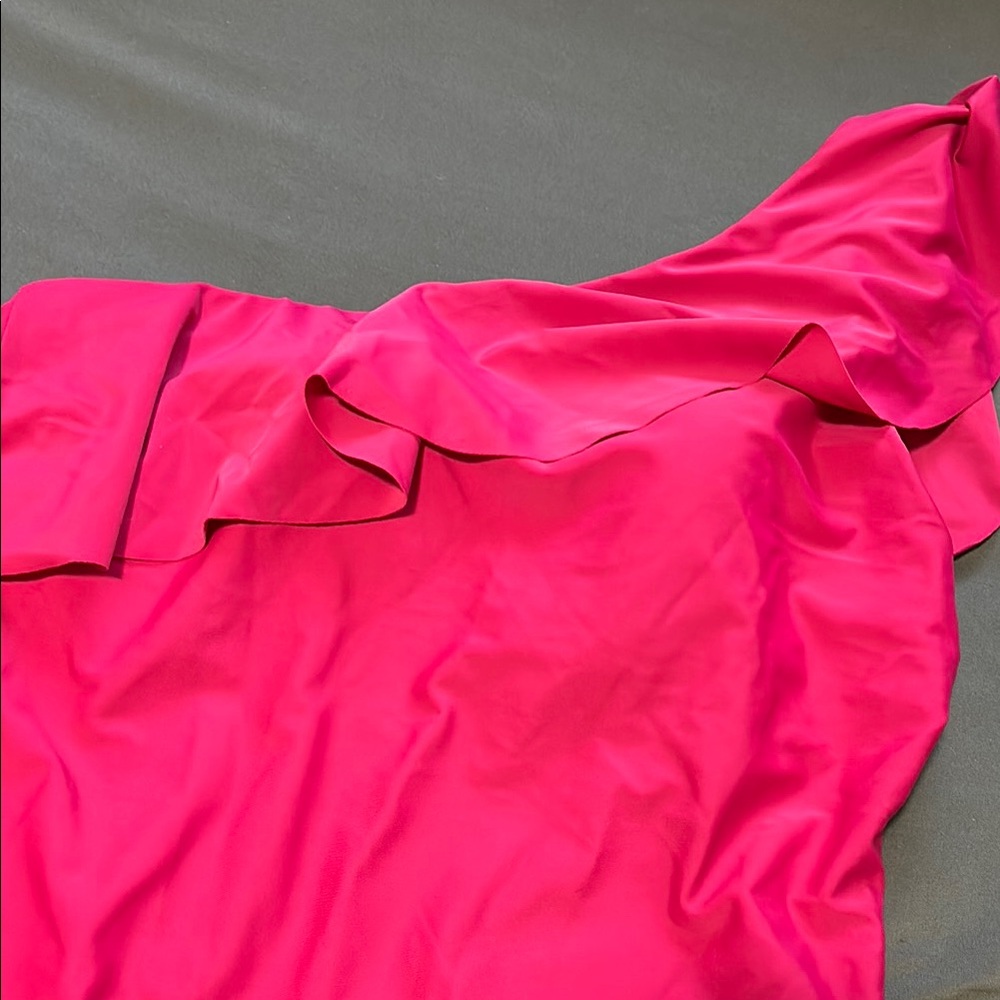 Chic One-Shoulder Ruffle Swimsuit - Pink - Picture 2 of 4